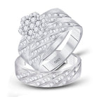 Captivating Brilliance: 14kt White Gold His Hers Round Diamond Cluster Matching Wedding Set 7/8 Cttw - Splendid Jewellery