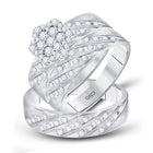 Captivating Brilliance: 14kt White Gold His Hers Round Diamond Cluster Matching Wedding Set 7/8 Cttw - Splendid Jewellery