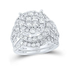 Captivating Brilliance: 14kt White Gold Princess Diamond Cluster Bridal Wedding Ring Band Set - Splendid Jewellery