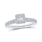 Captivating Brilliance: 14kt White Gold Princess Diamond Halo Bridal Wedding Ring Band Set 5/8 Cttw - Splendid Jewellery