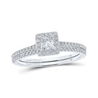 Captivating Brilliance: 14kt White Gold Princess Diamond Halo Bridal Wedding Ring Band Set 5/8 Cttw - Splendid Jewellery