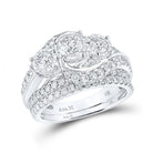 Captivating Brilliance: 14kt White Gold Round Diamond 3 - Stone Bridal Wedding Ring Set 2 Cttw - Splendid Jewellery