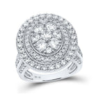 Captivating Brilliance: 14kt White Gold Round Diamond Cluster Bridal Wedding Engagement Ring 3 Cttw - Splendid Jewellery