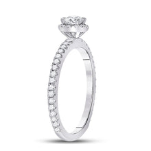 Load image into Gallery viewer, Captivating Brilliance: 14kt White Gold Round Diamond Halo Bridal Wedding Engagement Ring 1/2 Cttw - Second Side View