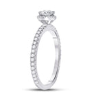 Captivating Brilliance: 14kt White Gold Round Diamond Halo Bridal Wedding Engagement Ring 1/2 Cttw - Second Side View