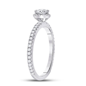 Captivating Brilliance: 14kt White Gold Round Diamond Halo Bridal Wedding Engagement Ring 1/2 Cttw - Splendid Jewellery