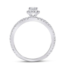 Load image into Gallery viewer, Captivating Brilliance: 14kt White Gold Round Diamond Halo Bridal Wedding Engagement Ring 1/2 Cttw - Side View