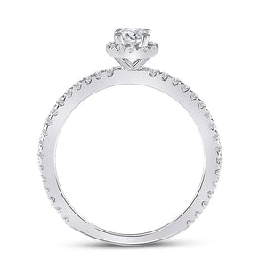 Captivating Brilliance: 14kt White Gold Round Diamond Halo Bridal Wedding Engagement Ring 1/2 Cttw - Splendid Jewellery