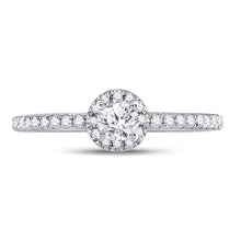 Load image into Gallery viewer, Captivating Brilliance: 14kt White Gold Round Diamond Halo Bridal Wedding Engagement Ring 1/2 Cttw - Splendid Jewellery