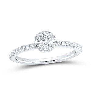 Captivating Brilliance: 14kt White Gold Round Diamond Halo Bridal Wedding Engagement Ring 1/2 Cttw - Splendid Jewellery