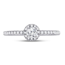 Load image into Gallery viewer, Captivating Brilliance: 14kt White Gold Round Diamond Halo Bridal Wedding Engagement Ring 1/2 Cttw - Front View
