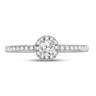 Captivating Brilliance: 14kt White Gold Round Diamond Halo Bridal Wedding Engagement Ring 1/2 Cttw - Front View