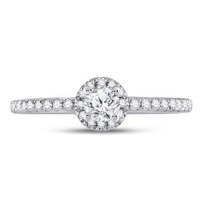 Captivating Brilliance: 14kt White Gold Round Diamond Halo Bridal Wedding Engagement Ring 1/2 Cttw - Splendid Jewellery