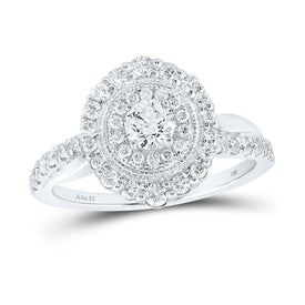Captivating Brilliance: 14kt White Gold Round Diamond Halo Bridal Wedding Engagement Ring 3/4 Cttw - Splendid Jewellery