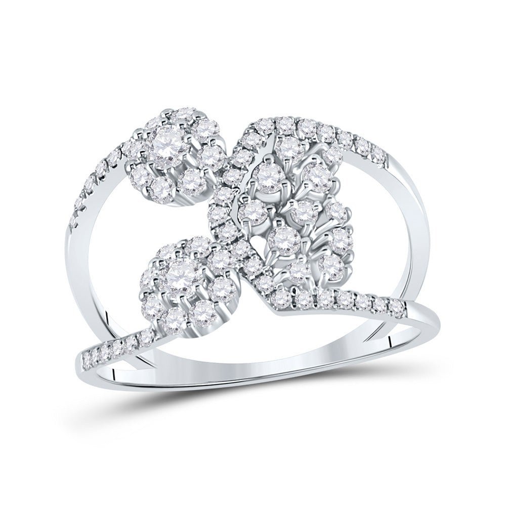 Captivating Brilliance | 14kt White Gold Womens Round Diamond Negative Space Band Ring 3/4 Cttw | Splendid Jewellery - Splendid Jewellery