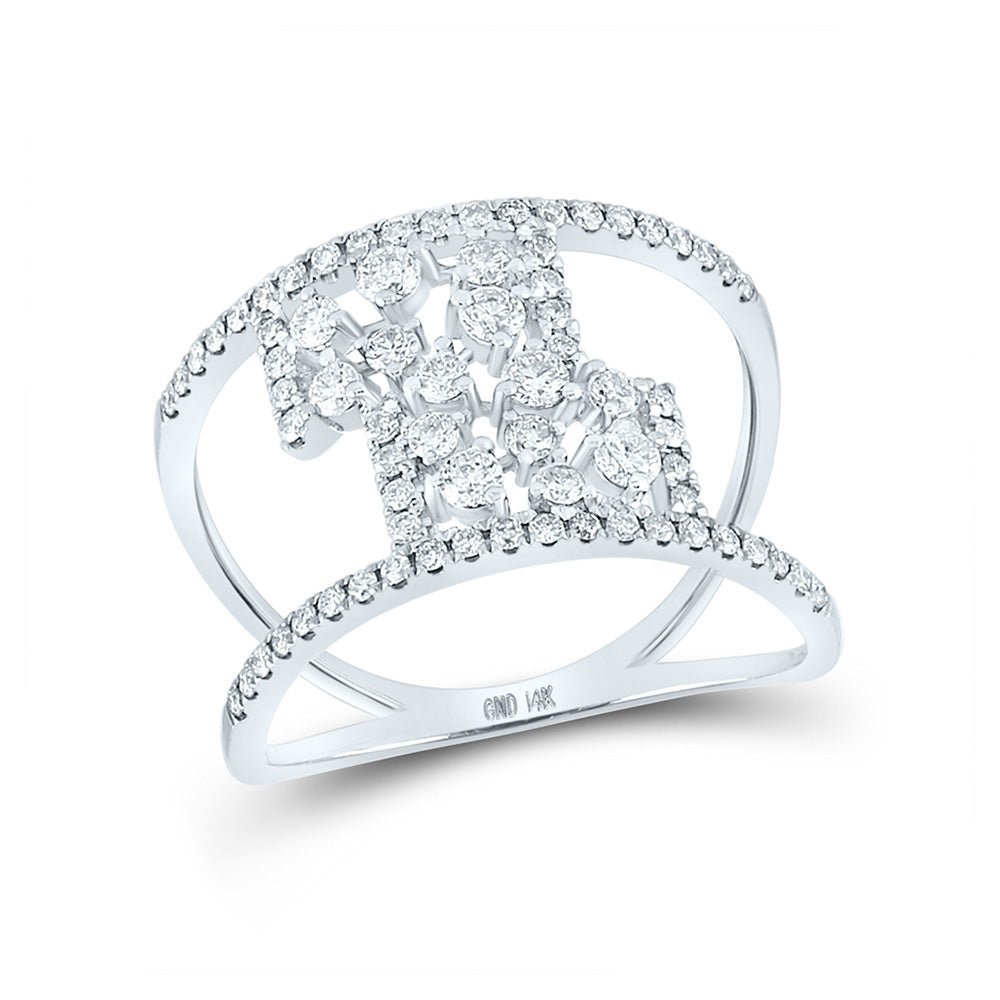 Captivating Brilliance: 14kt White Gold Women's Round Diamond Negative Space Fashion Ring 5/8 Cttw - Splendid Jewellery