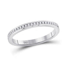 Captivating Brilliance: 14kt White Gold Womens Round Diamond Single Row Band Ring 1/10 Cttw - Splendid Jewellery