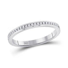 Captivating Brilliance: 14kt White Gold Womens Round Diamond Single Row Band Ring 1/10 Cttw - Splendid Jewellery