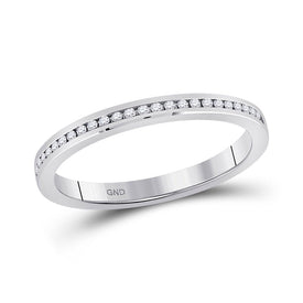Captivating Brilliance: 14kt White Gold Womens Round Diamond Single Row Band Ring 1/10 Cttw - Splendid Jewellery