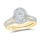 Captivating Brilliance 14kt Yellow Gold Oval Diamond Halo Bridal Wedding Ring Band Set - Splendid Jewellery
