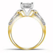 Load image into Gallery viewer, Captivating Brilliance Diamond Cluster Ring | 10kt Yellow Gold Womens Round Diamond Rectangle Cluster Ring 1/3 Cttw | Splendid Jewellery product Side View from Splendid Jewellery