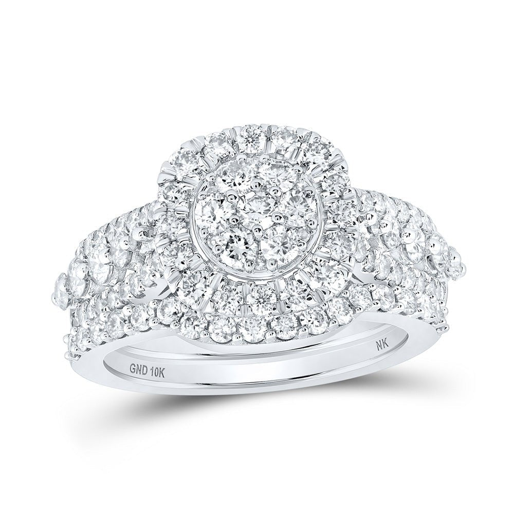 Captivating Brilliance Diamond Cluster Wedding Ring Set - Splendid Jewellery