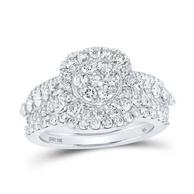 Captivating Brilliance Diamond Cluster Wedding Ring Set - Splendid Jewellery