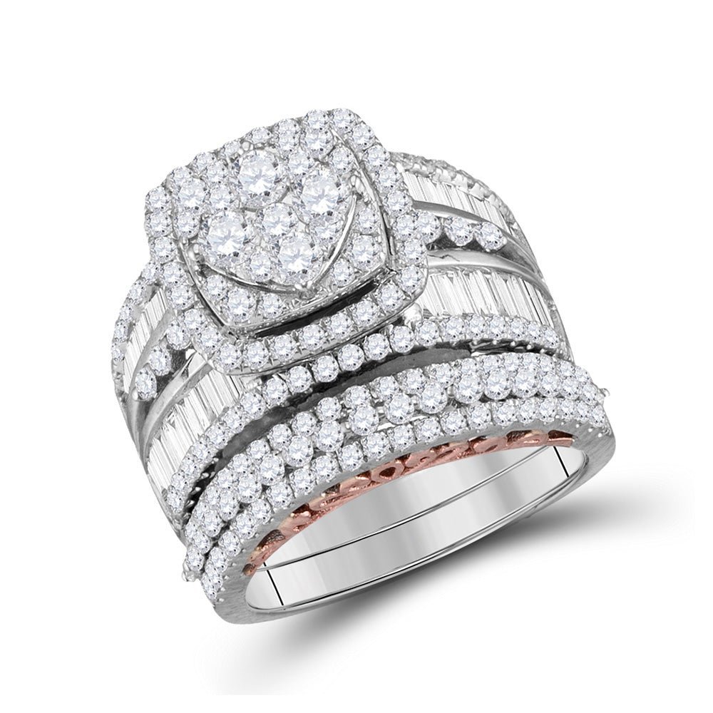 Captivating Brilliance: Two - Tone Gold Diamond Wedding Ring Set - Splendid Jewellery
