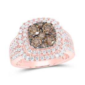 Captivating Brown Diamond Cluster Bridal Wedding Ring - Top View