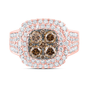 Captivating Brown Diamond Cluster Bridal Wedding Ring - Splendid Jewellery