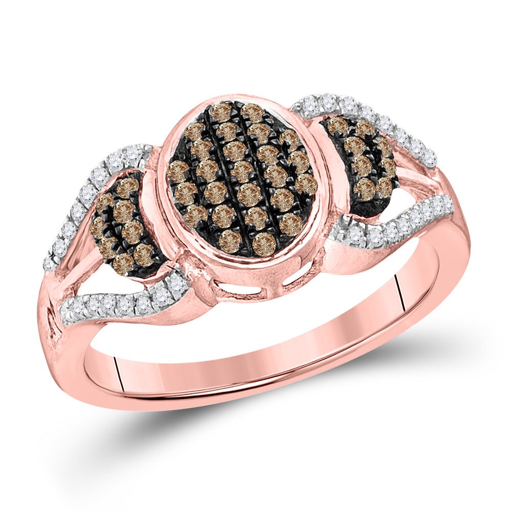 Captivating Brown Diamond Cluster Ring in 10kt Rose Gold - Splendid Jewellery