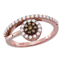 Load image into Gallery viewer, Captivating Brown Diamond Cluster Ring in 10kt Rose Gold Top View from Splendid Jewellery