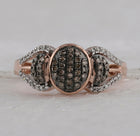 Captivating Brown Diamond Cluster Ring in 10kt Rose Gold Front View from Splendid Jewellery