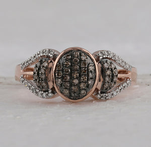 Captivating Brown Diamond Cluster Ring in 10kt Rose Gold - Splendid Jewellery