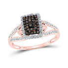 Captivating Brown Diamond Cluster Ring in 10kt Rose Gold - Splendid Jewellery