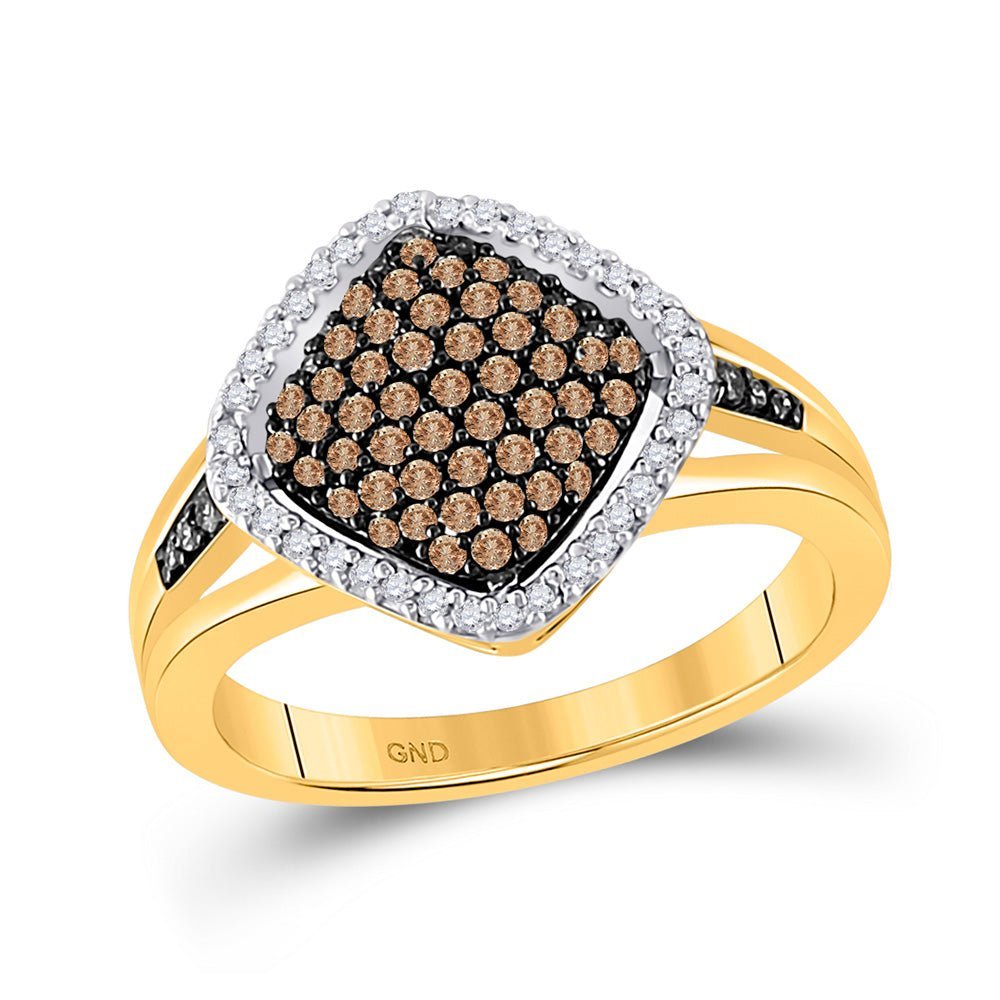 Captivating Brown Diamond Cluster Ring in 10kt Yellow Gold - Splendid Jewellery