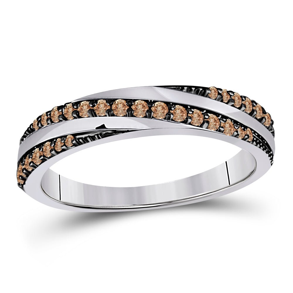 Captivating Brown Diamond Diagonal Stripe Band Ring - Splendid Jewellery