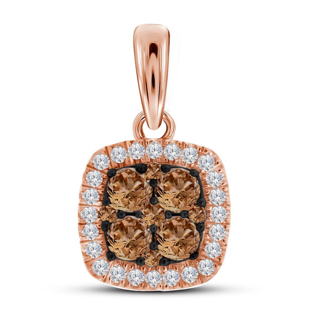 Captivating Brown Diamond Square Cluster Pendant in Rose Gold - 1/2 Cttw - Splendid Jewellery
