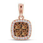 Captivating Brown Diamond Square Cluster Pendant in Rose Gold - 1/2 Cttw - Splendid Jewellery