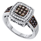 Captivating Brown Diamond Square Cluster Ring in 14kt White Gold - Splendid Jewellery