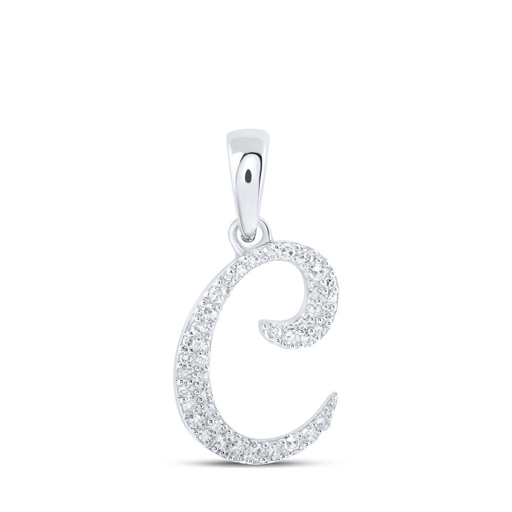 Captivating C Initial Diamond Pendant in 10kt White Gold - Splendid Jewellery