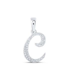 Captivating C Initial Diamond Pendant in 10kt White Gold - Splendid Jewellery