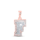 Captivating Charm Initial Pendant | 10kt Two - tone Gold Womens Round Diamond F Initial Letter Pendant 1/5 Cttw | Splendid Jewellery - Splendid Jewellery