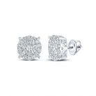 Captivating Cluster Brilliance: 14kt White Gold Women's Round Diamond Cluster Earrings - Splendid Jewellery