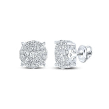 Load image into Gallery viewer, Captivating Cluster Brilliance: 14kt White Gold Women's Round Diamond Cluster Earrings - Splendid Jewellery