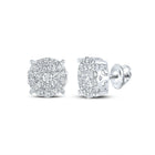 Captivating Cluster Brilliance: 14kt White Gold Women's Round Diamond Cluster Earrings - Splendid Jewellery