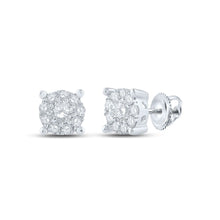 Load image into Gallery viewer, Captivating Cluster Brilliance: 14kt White Gold Womens Round Diamond Earrings 1/3 Cttw - Splendid Jewellery