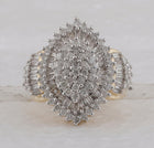 Captivating Cluster Brilliance Ring | 10kt Yellow Gold Womens Round Diamond Oval Cluster Ring 2 Cttw Side View 2 from Splendid Jewellery