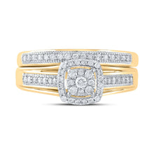 Load image into Gallery viewer, Captivating Cluster Brilliance Wedding Ring Set product Top View from Splendid Jewellery
