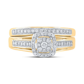 Captivating Cluster Brilliance Wedding Ring Set product Top View from Splendid Jewellery